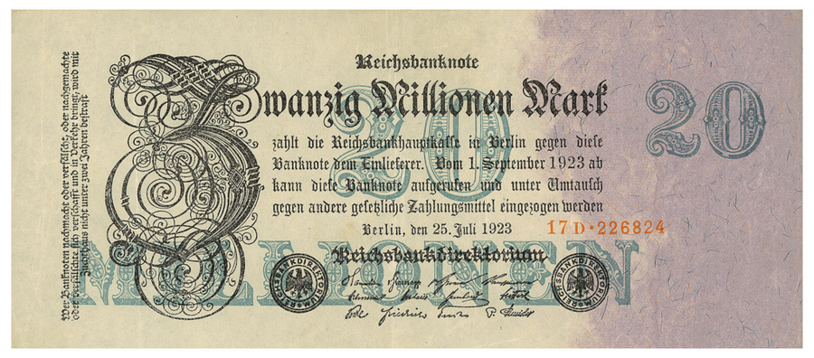 Die erste 20-Millionen-Mark-Banknote Deutschlands