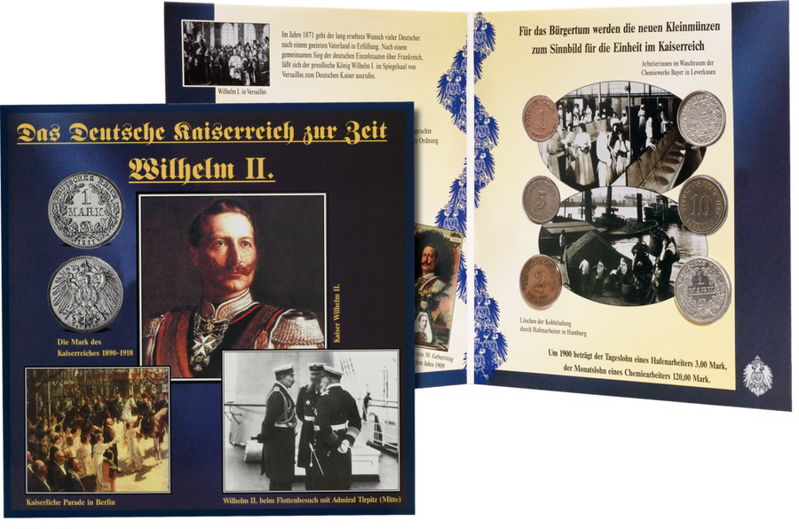 Der Kursmünzensatz Deutsches Kaiserreich in stilvoller Präsentationsmappe