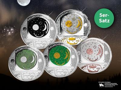 5er-Satz 10 Euro Gedenkausgabe „Himmelsscheibe von Nebra“ mit Veredelungen