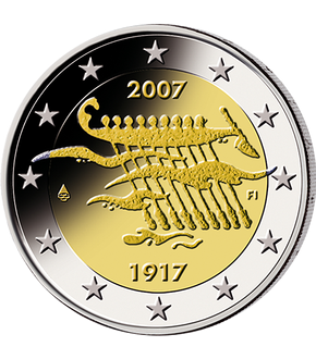 2 Euro Gedenkmünze "90 Jahre Finnische Unabhängigkeit" 2007 aus Finnland