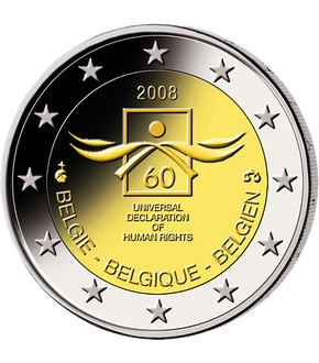 2 Euro Gedenkmünze "60 Jahre Menschenrechte" 2008 aus Belgien