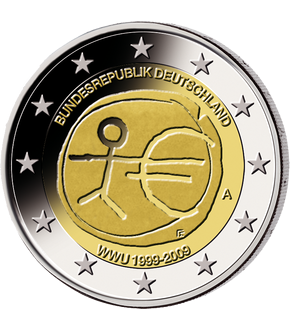 2-Euro-Gedenkmünze "10 Jahre Wirtschafts- und Währungsunion" in bankfrischer Sammler-Qualität (bfr) einzeln