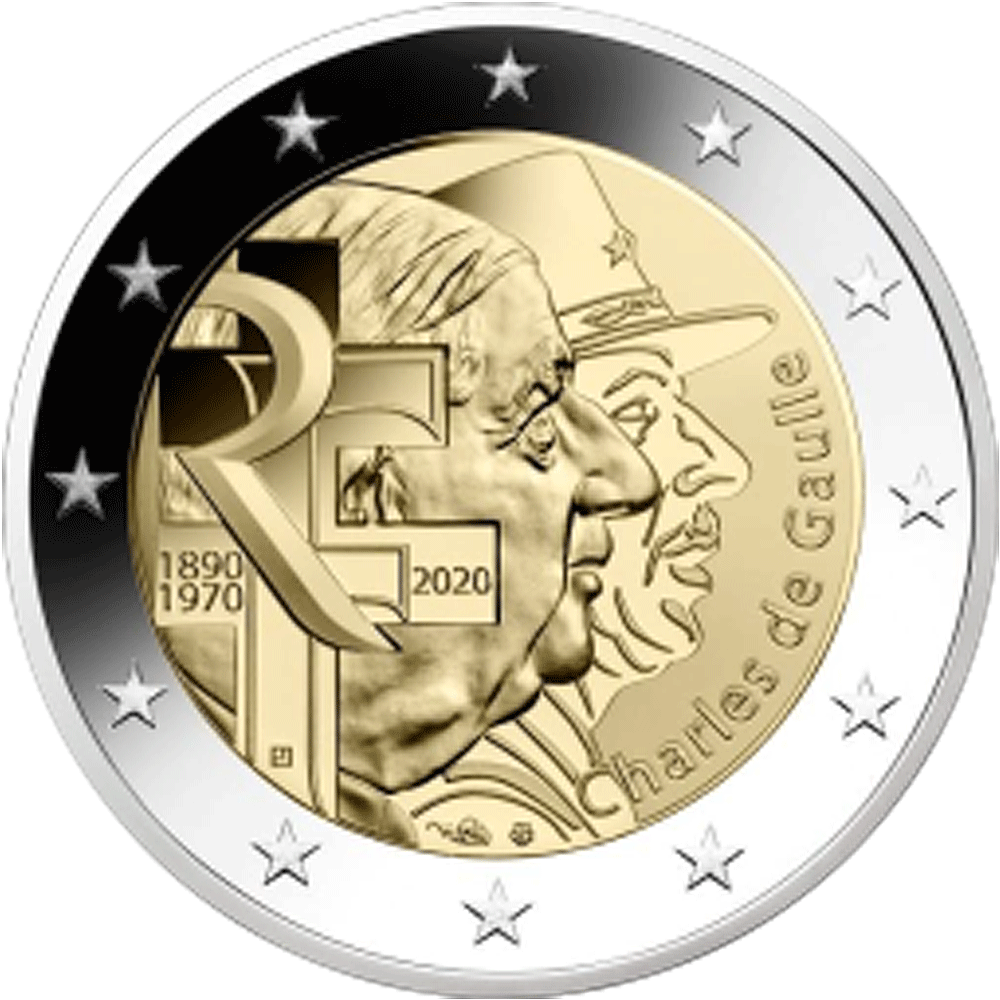 2 Euro Münze Frankreich Charles de Gaulle 2020 bfr münzengünstiger.de