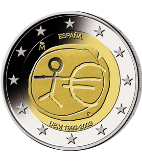 2 Euro Gedenkmünze "10 Jahre Wirtschafts- und Währungsunion" 2009 aus Spanien