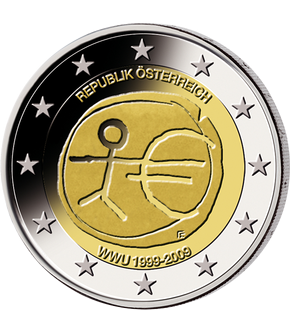 2 Euro Gedenkmünze "10 Jahre Wirtschafts- und Währungsunion" 2009 aus Österreich