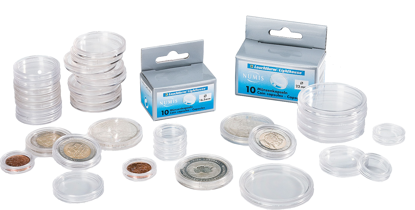 Runde Münzkapseln 100er Pack GRIPS mit Rand