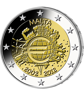 Monnaie de 2 Euros «10 ans de l'Euro» Malte 2012