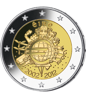 2 Euro Gedenkmünze "10 Jahre Euro" 2012 aus Irland