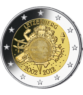2 Euro Gedenkmünze "10 Jahre Euro" 2012 aus Luxemburg