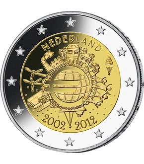 2 Euro Gedenkmünze "10 Jahre Euro" 2012 aus den Niederlanden
