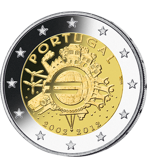 2 Euro Gedenkmünze "10 Jahre Euro" 2012 aus Portugal