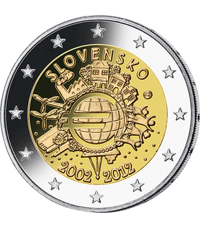 2 Euro Gedenkmünze "10 Jahre Euro" 2012 aus der Slowakei