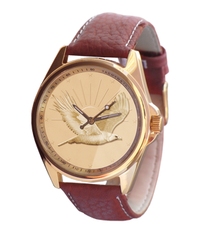 Die Leder-Armbanduhr "Golden Eagle" mit dem eindrucksvollen Wappentier der USA