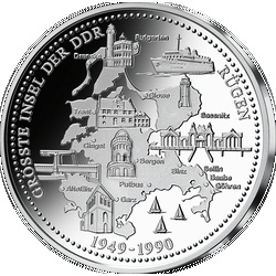 Silbermünze mit Rügen, der größten Insel der DDR