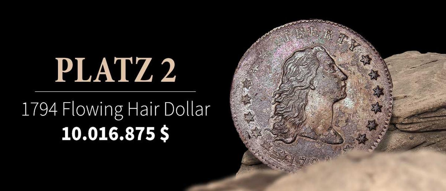 2. 1794 Flowing Hair Dollar – 10.016.875 US-Dollar Vorderseite