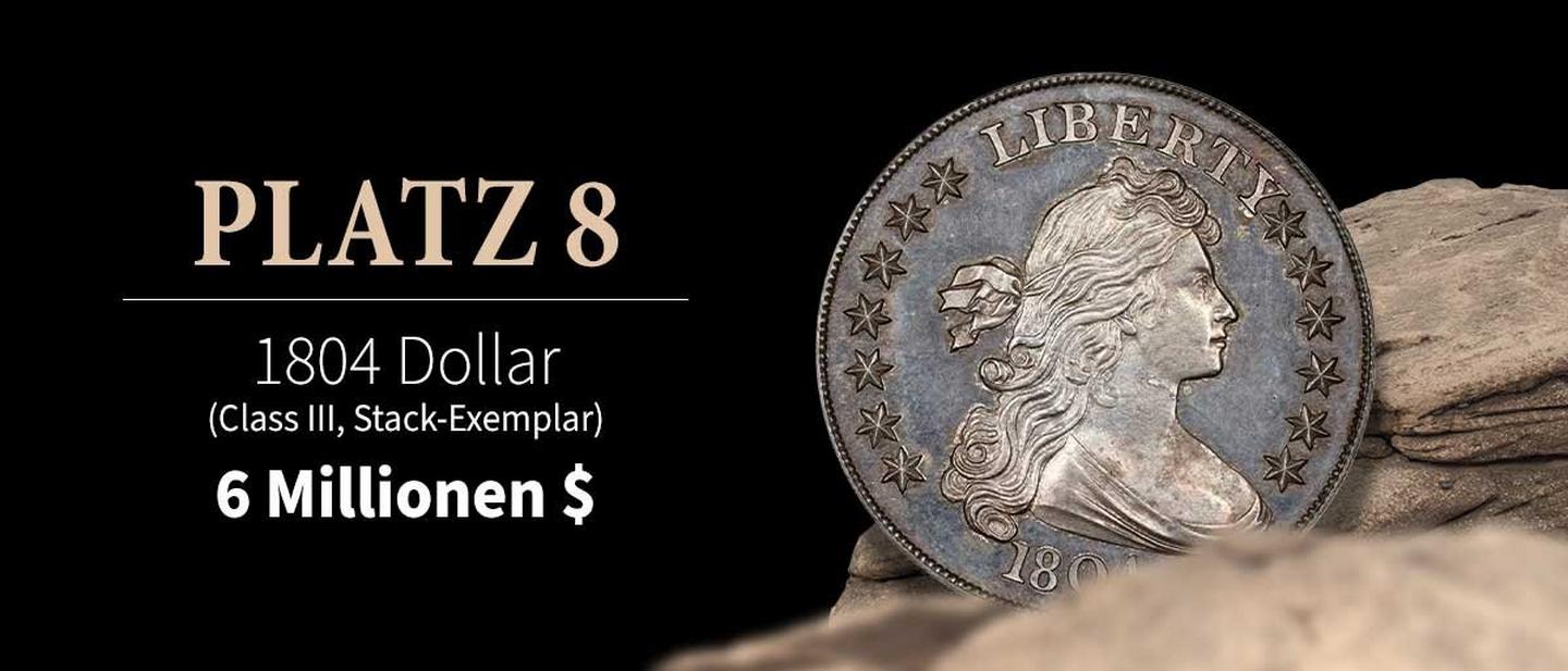8. 1804 Dollar (Class III, Stack-Exemplar) – 6 Millionen US-Dollar Vorderseite