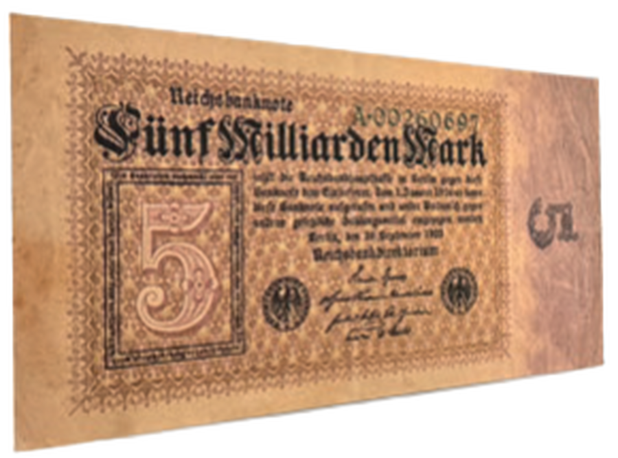 Echter 5-Milliarden-Mark-Schein aus der Hyperinflation von 1923