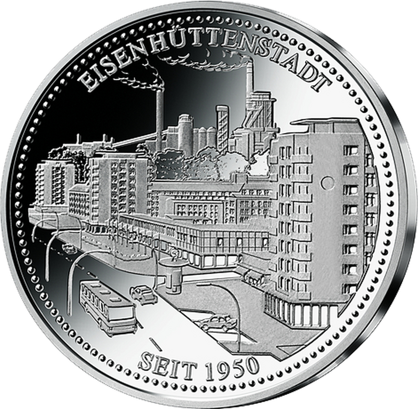 Silbermünze mit Eisenhüttenstadt