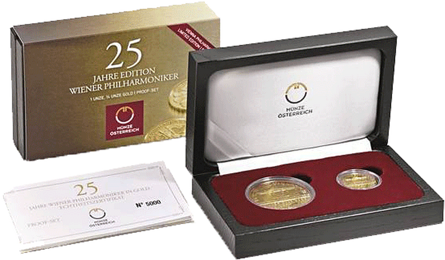 Jubiläums-Set zu 25 Jahre Münze Österreich AG und 25 Jahre Philharmoniker