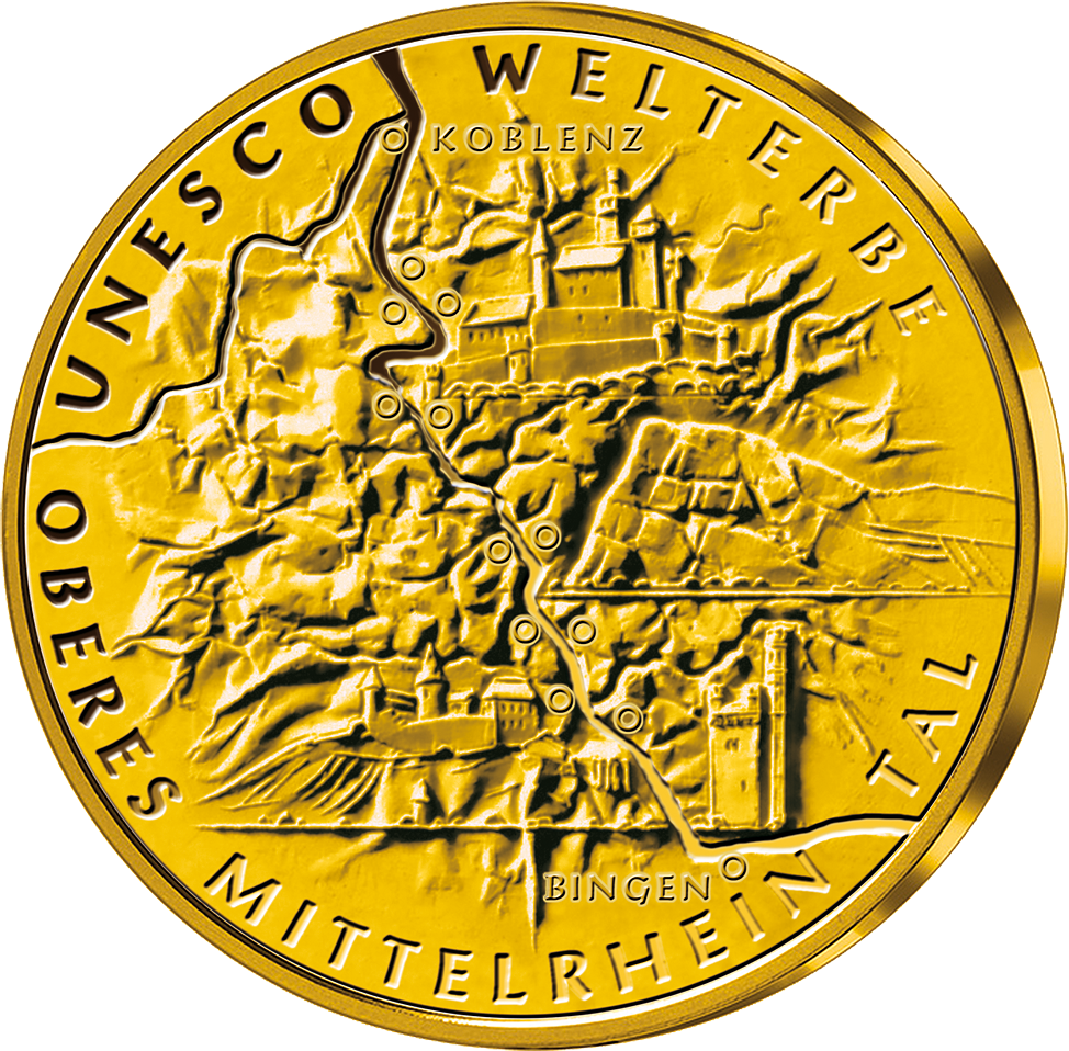 Deutsche 100-Euro-Goldmünze 2015 "UNESCO Welterbe - Oberes Mittelrheintal"
