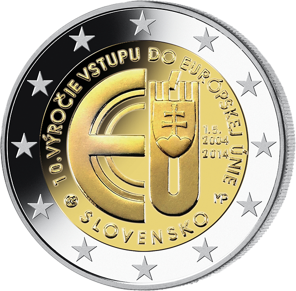 2 Euro Gedenkmünze "10. Jahrestag des EU-Beitritts" 2014 aus der Slowakei!