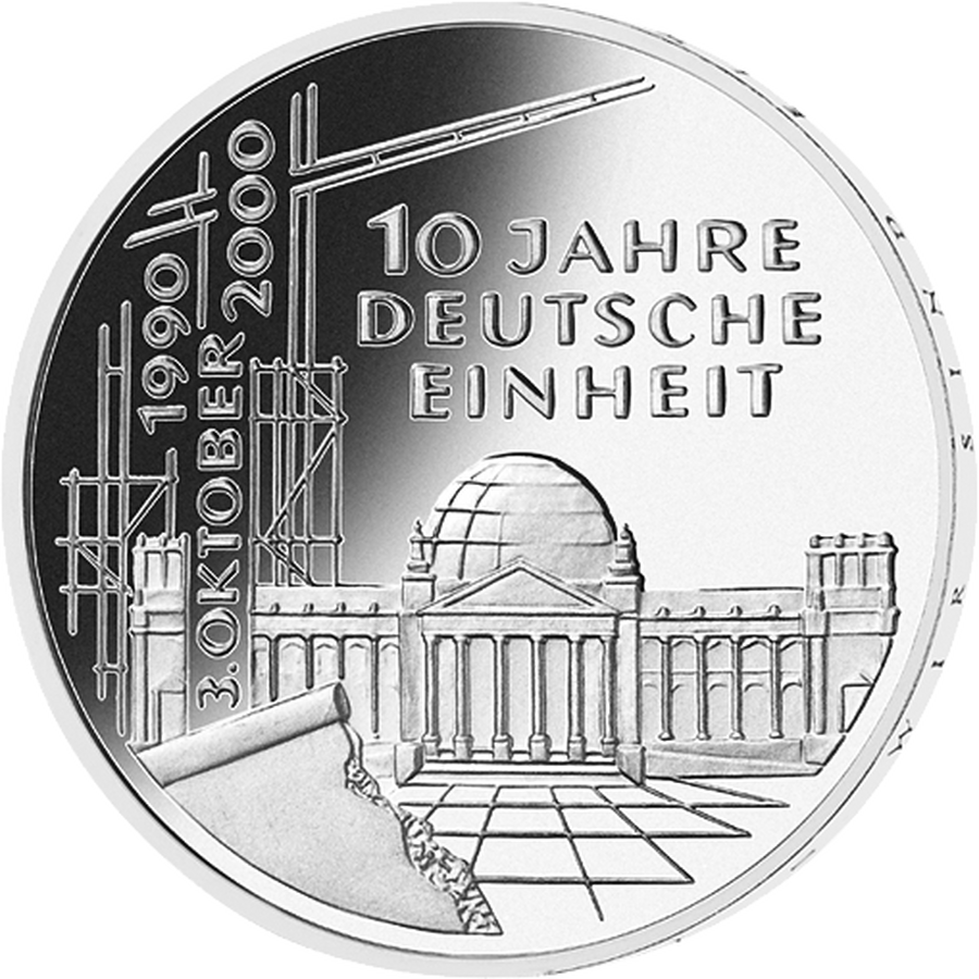 Die Vorderseite der offiziellen 10 DM Silbermünze - 