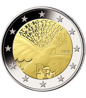 2 Euro Gedenkmünze "70 Jahre Frieden in Europa" 2015 aus Frankreich!