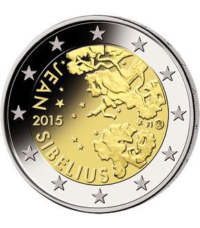 2 Euro Gedenkmünze "Jean Sibelius" 2015 aus Finnland mit Zubehör