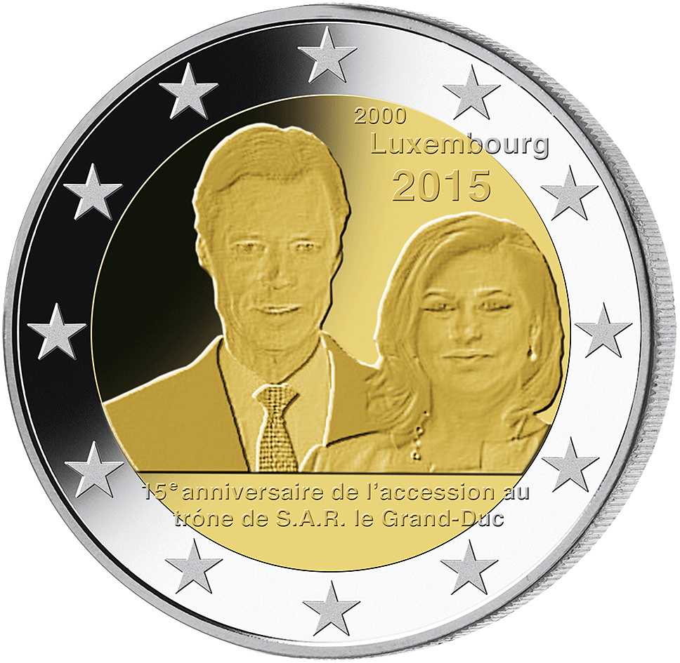 2 Euro Gedenkmünze "15. Jahrestag der Thronbesteigung" 2015 aus Luxemburg!