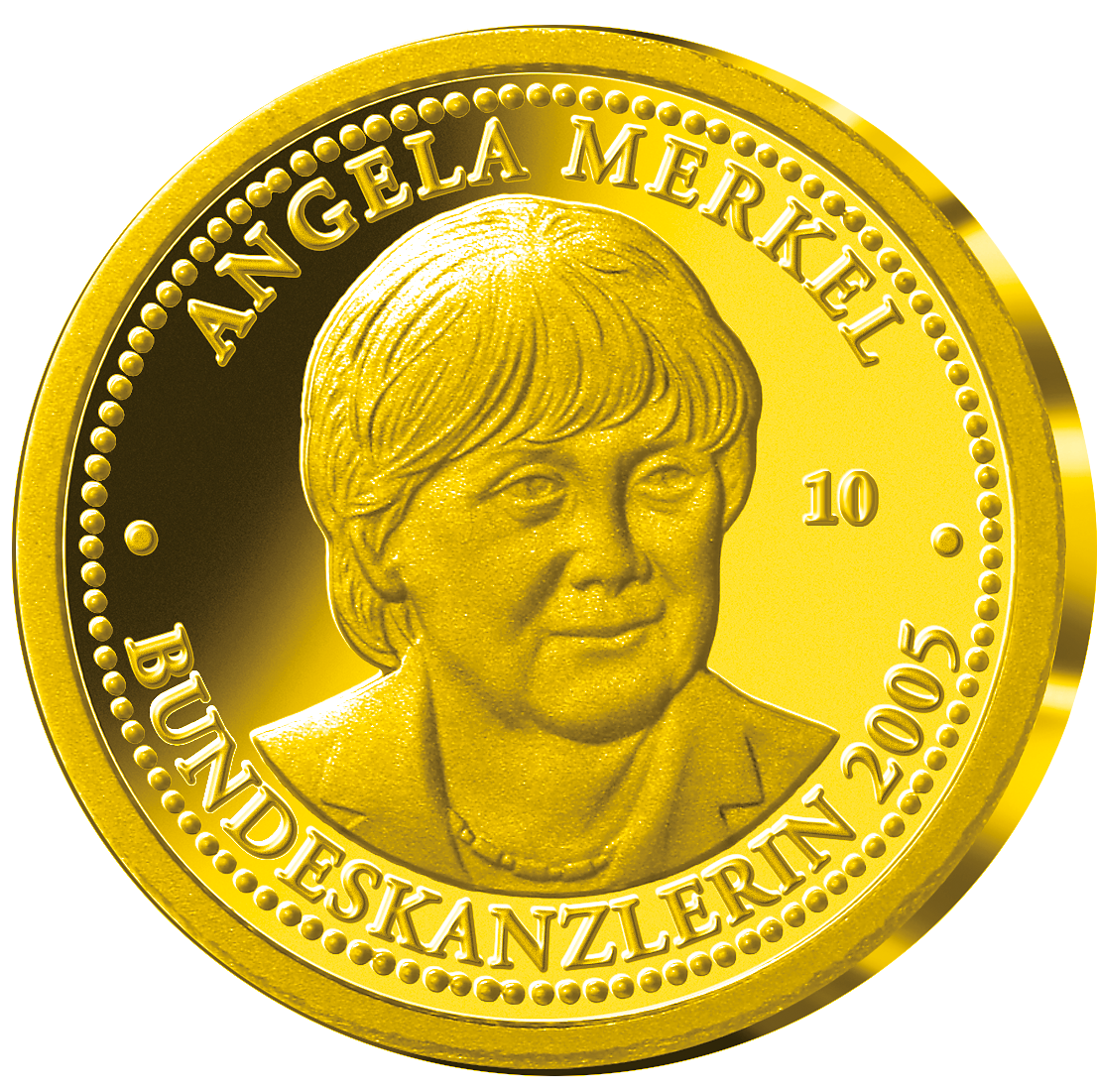 Goldprägung mit Angela Merkel
