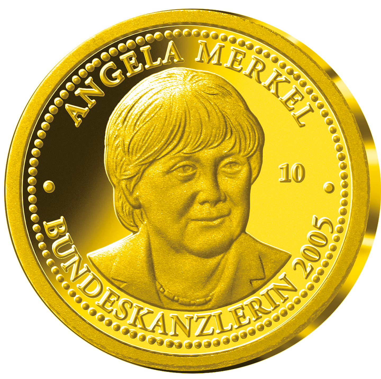 Goldprägung mit Angela Merkel