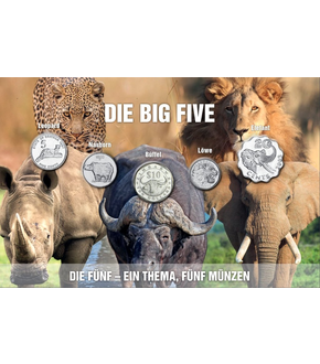 Die Fünf "Afrikanische Big 5" - 1 Thema 5 Münzen