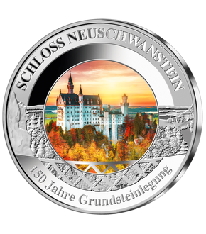 Silberprägung mit Glasinlay Schloss Neuschwanstein