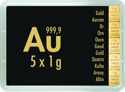 Tafelbarren 5 x 1 g Gold (999,9/1000)