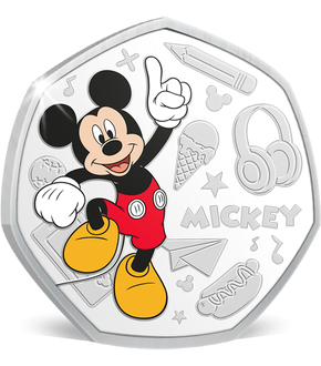 „Mickey Mouse & Friends“ auf sechs vollversilberten Gedenkprägungen mit Farbapplikationen!