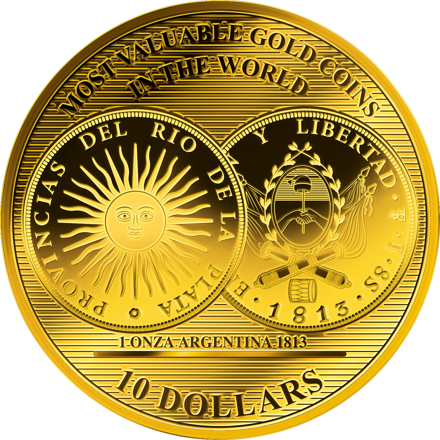 Nouvelle frappe en or "Argentine, 1 once Or 1813"
