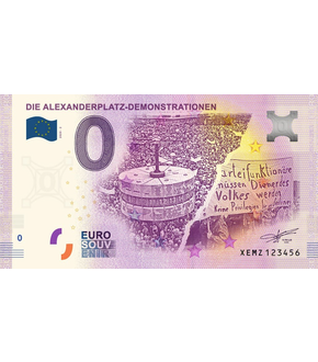 Der 0-Euro-Souvenirschein "Die Alexanderplatz Demonstration"			