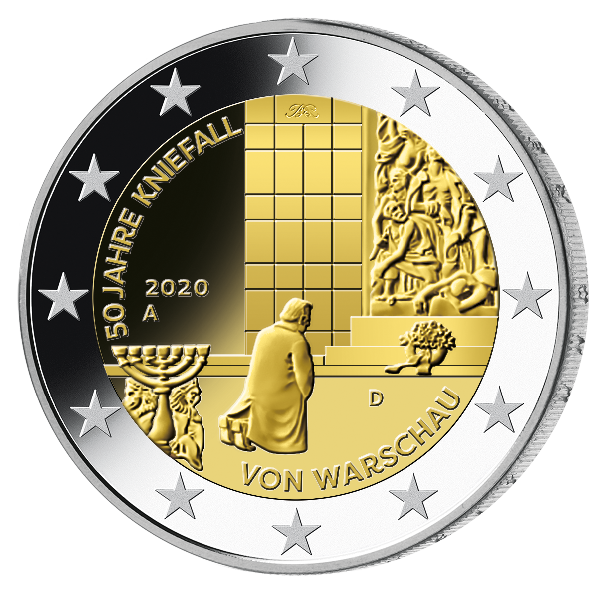 Die deutsche 2-Euro-Gedenkmünze 2020 "50 Jahre Kniefall von Warschau"