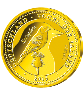 6er-Komplett-Satz der Gold-Jahresausgaben „Vogel des Jahres 2016-2021“