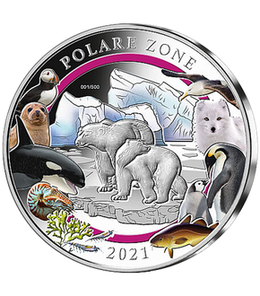 3 Unzen Silberprägung "Polare Zone" mit Farbveredelung