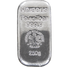Der 250 g Silberbarren der 