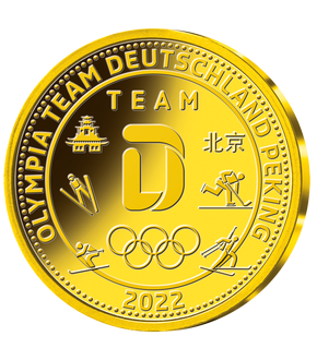 Die einzige offizielle Gold-Gedenkprägung "Team Deutschland in Peking 2022" 