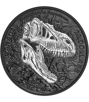 Monnaie de 1 once d'argent le plus pur plaqué de rhodium noir «Dinosaure» Canada 2021