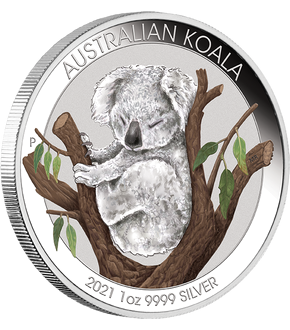 Australien 2021: Colorierte Silbermünze "Schlafender Koala"!