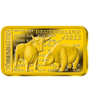 Börsenbarren "Bulle und Bär 2022" aus reinstem Feingold (999,9/1000)!