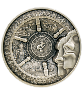 Riesen 1 Kilo Silbermünze "300 Jahre Osterinsel" mit Ultra-Hochrelief