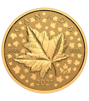 Kanada 2021: Jubiläums-Goldmünze "Maple Leaf - Piedfort"