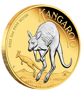 Australien 2022: Vergoldete 2 Unzen Silbermünze "Känguru"