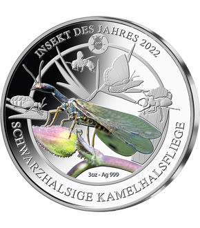Die 3-Unzen-Silberprägung „Insekt des Jahres 2022“ mit Farb-Digitaldruck!