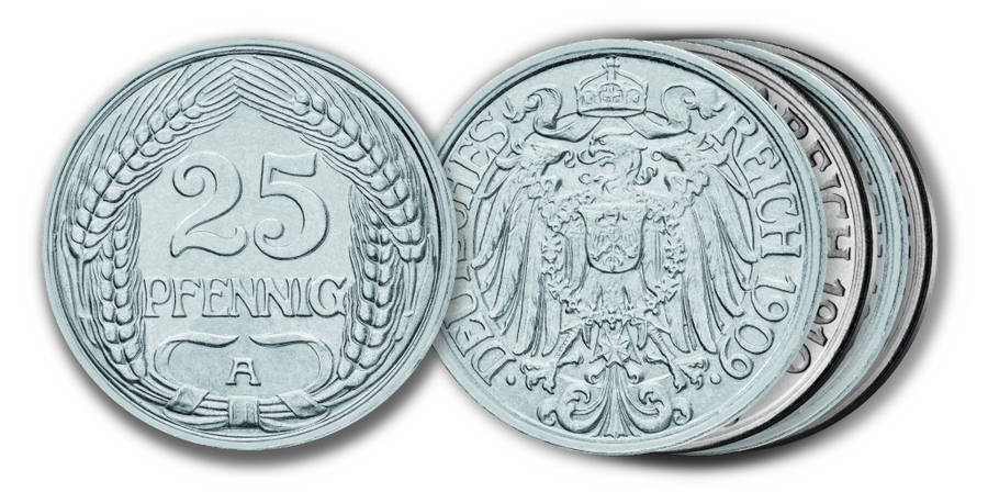 Deutschlands einzige 25 Pfennig Münze im Komplett-Set
